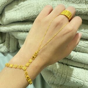 21K PURE SOLID GOLD HAND CHAIN